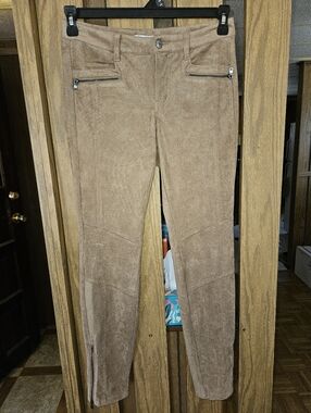 H&M Sz 6 Faux Suede Tan Ankle Zip Skinny Leg Pants